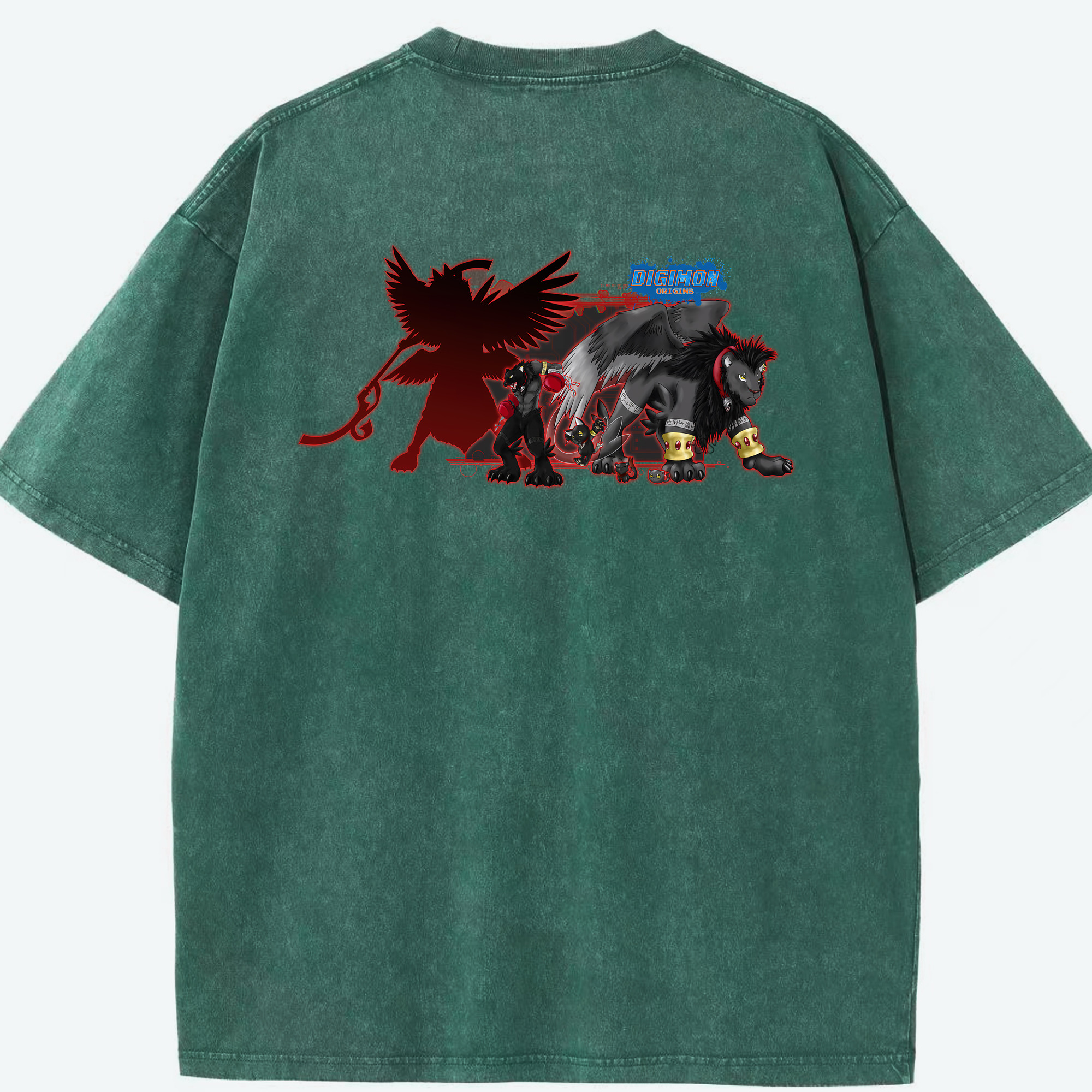 （画像用） Digimon デジタルモンスター/デジモン 綿100% ヴィンテージ風 半袖Tシャツ（背面プリント）